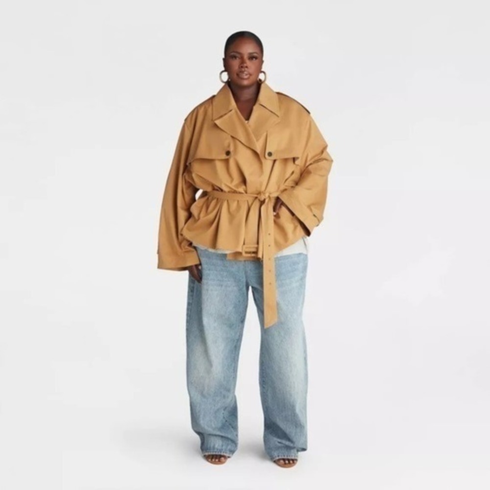 KBB by KAHLANA Target XL Extra Large The Belted Cropped Trench Jacket Coat Tan‎ - Picture 11 of 12